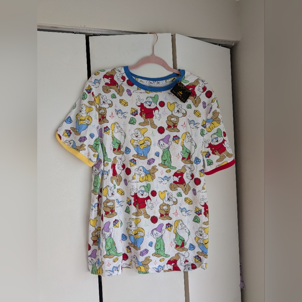 NWT Loungefly Disney Seven Dwarfs AOP All-Over Print Unisex T-Shirt - L